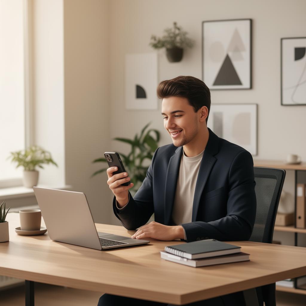 Person conducting a mock interview practice session on their phone